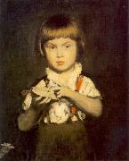 Bertalan Szekely Boy with Bread and Butter oil